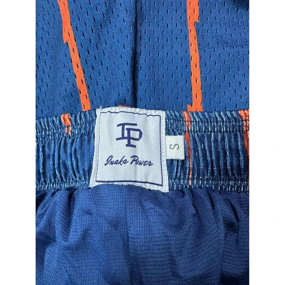 Inaka Power Basketball Shorts Orange Lightning Bolt Blue‎ Mesh Mens Size Small